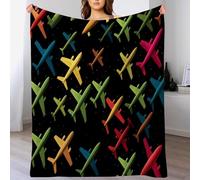DACRWEKZ Small airplane pattern Print Blanket and Throws cartoon illustration Gifts Throw Blankets Soft Warm Flannel Bedding Blanket for Girls Kids Adults Couch Travel 150 x 200cm