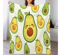 DACRWEKZ Smiley Avocado Print Blanket and Throws cartoon fruit Gifts Throw Blankets Soft Warm Flannel Bedding Blanket for Girls Kids Adults Couch Travel 200 x 200cm