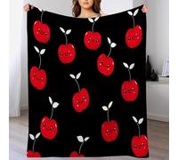 DACRWEKZ Smiley Cherry Print Blanket and Throws Cartoon style Gifts Throw Blankets Soft Warm Flannel Bedding Blanket for Girls Kids Adults Couch Travel 220 x 240cm