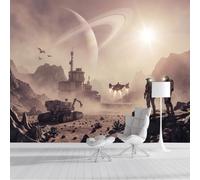DACRWEKZ Space Science Fiction Style Wall Stickers Desert Mountain Space Base Wall Decals for Kids Baby Nursery Toddlers Bedroom Living Room Bathroom Walls Decor 300x210cm