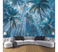 DACRWEKZ Sunlight Filters Through The Jungle Wallpaper Mural, 400x280cm Wall Poster Tropical Plants Photo Wallpaper 3D Effect, Blue Wallpapers Mural Decoration for Bedroom Living Room Corridor