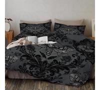 DACRWEKZ Super King Size Duvet Cover Sets black - Death Moth Brocade Bedding Set Soft Microfiber, Dark Gothic style Duvet Cover Sets with 2 Pillowcases for Adults Teens Kids