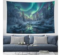 DACRWEKZ Tapestry Wall Hanging Fantasy Winter Aurora River Wall Hangin Turquoise Tapestries for Bedroom Room Decor Twin Bedspread Meditation Yoga Mat Rug Walls Hanging Decoration - 70x100cm