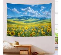 DACRWEKZ Tapestry Wall Hanging Natural Flowers alpine sunflower Wall Hangin yellow-green Tapestries for Bedroom Room Decor Twin Bedspread Meditation Yoga Mat Rug Walls Hanging Decoration - 130x150cm