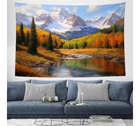 DACRWEKZ Tapestry Wall Hanging Natural scenery Autumn Leaf Lake Wall Hangin orange color Tapestries for Bedroom Room Decor Twin Bedspread Meditation Yoga Mat Rug Walls Hanging Decoration - 180x230cm