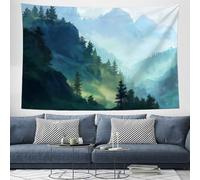 DACRWEKZ Tapestry Wall Hanging Realistic depiction of natural scenery Forest Mountains Wall Hangin green Tapestries for Bedroom Room Decor Twin Bedspread Meditation Yoga Mat Rug - 100x150cm