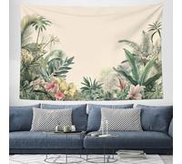 DACRWEKZ Tapestry Wall Hanging Retro plants Flowering palm trees Wall Hangin Turquoise Tapestries for Bedroom Room Decor Twin Bedspread Meditation Yoga Mat Rug Walls Hanging Decoration - 130x150cm
