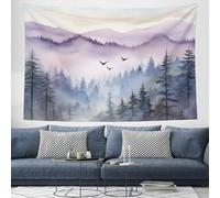 DACRWEKZ Tapestry Wall Hanging Watercolor Plants Forest birds Wall Hangin Purple-green Tapestries for Bedroom Room Decor Twin Bedspread Meditation Yoga Mat Rug Walls Hanging Decoration - 70x100cm