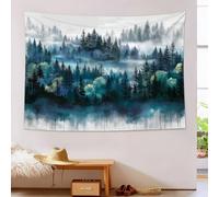 DACRWEKZ Tapestry Wall Hanging Watercolor Plants Forest scenery Wall Hangin Dark green Tapestries for Bedroom Room Decor Twin Bedspread Meditation Yoga Mat Rug Walls Hanging Decoration - 100x150cm