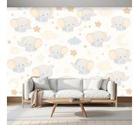 DACRWEKZ The Elephant and The Nebula Panoramic Wallpapers, Giant Wall Poster Personalized Cartoon Style for Living Room, Children's Room Wall Decoration 450x356cm Light Blue