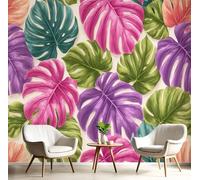 DACRWEKZ Tropical Plants Wall Murals,Leaf Pattern Wallpaper Removable Wall Covering Fabric, Large Photo Wallpaper for Living Room Bedroom Kitchen Office Kids200 x 140 cm