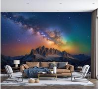 DACRWEKZ Wall Mural Wallpaper 3D Fantasy Scenery Snow Mountain Peaks and Nebulae, Premium Silk Yellow Blue Art Photo Wallpaper for Living Room Bedroom Children's Room Home Wall Decor 200x140cm