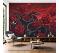 DACRWEKZ Wall Mural Wallpaper Dark Fantasy Style450x315cm | Premium Silk Black Snake Rose Art Photo Wallpaper for Living Room Bedroom Children's Room Home Wall Decor Yellow