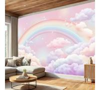 DACRWEKZ Wall Mural Wallpaper Dreamy and Beautiful Style Rainbow Planet Clouds | Premium Silk Pink Art Photo Wallpaper for Living Room Bedroom Children's Room Home Wall Decor 300x210cm