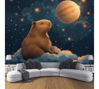 DACRWEKZ Wall Mural Wallpaper Fantasy Animals Guinea Pig Planet Starry Sky | Premium Silk Light Brown Art Photo Wallpaper for Living Room Bedroom Children's Room Home Wall Decor 350x256cm