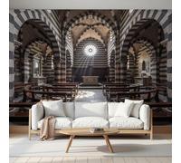 DACRWEKZ Wall Mural Wallpaper Gothic Architecture250x175cm | Premium Silk Church Arch Pew Art Photo Wallpaper for Living Room Bedroom Children's Room Home Wall Decor Black