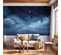 DACRWEKZ Wall Mural Wallpaper Minimalism200x140cm | Premium Silk Dreamy Starry Sky Clouds Art Photo Wallpaper for Living Room Bedroom Children's Room Home Wall Decor Dark Blue