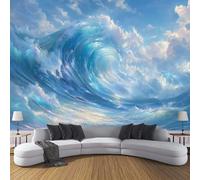 DACRWEKZ Wallpaper 150 x 105 cm -Blue The Waves Rolled - Murals - Wall - Mural - Art Print Photo - 3D - Modern - Seaside Scenery- Photo Wallpaper - Bedroom Living Room Home Decoration Poster