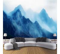DACRWEKZ Wallpaper 150 x 105 cm -Dark Blue Misty Mountains - Murals - Wall - Mural - Art Print Photo - 3D - Modern - Dreamy and Ethereal- Photo Wallpaper - Bedroom Living Room Home Decoration Poster
