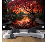 DACRWEKZ Wallpaper 250 x 175 cm -Dark Orange Tree Reflections - Murals - Wall - Mural - Art Print Photo - 3D - Modern - Autumn Theme- Photo Wallpaper - Bedroom Living Room Home Decoration Poster