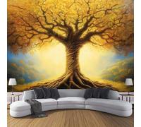 DACRWEKZ Wallpaper 400 x 280 cm -Yellow Fantasy Trees - Murals - Wall - Mural - Art Print Photo - 3D - Modern - Autumn Scenery- Photo Wallpaper - Bedroom Living Room Home Decoration Poster