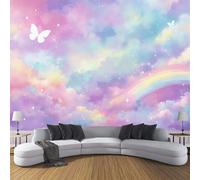 DACRWEKZ Wallpaper Dreamy and Ethereal Purple Rainbow Butterfly Wall Decor Living Room Mural 150 x 105 cm