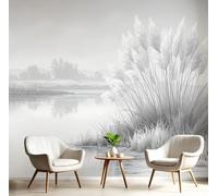 DACRWEKZ Wallpaper Minimalism Grey Reeds by The Lake Wall Decor Living Room Mural 300 x 210 cm