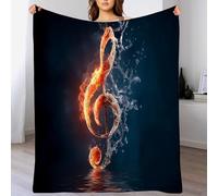 DACRWEKZ Water and fire musical note pattern Print Blanket and Throws Music Theme Gifts Throw Blankets Soft Warm Flannel Bedding Blanket for Girls Kids Adults Couch Travel 200 x 200cm