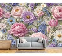 DACRWEKZ Watercolor flowers Peony Daisy Wall Mural Forest Photo Picture Wallpaper Bedroom Decoration Wall Covering 400x280cmyellow-green