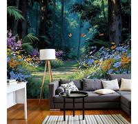 DACRWEKZ Wildflowers and Butterfly Bushes Painting Wall Natural Scenery Stream Art Mural Large Wall Murals Hd Printing Water Proof for Living Room Bedroom - 300x210cm