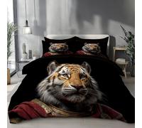 DACRWEKZ yellow Animal portraits Duvet Cover Tiger illustration Soft Microfiber Duvet Cover Set, Reversible Lightweight Bedding Sets 3pcs with Zipper Closure (Double, 200x200cm)