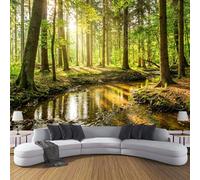 DACRWEKZ Yellow-Green wall Wallpaper Mural Forest Scenery Premium Silk Wallpaper Mural for Bedroom livingroom Wall Sunlight On The Forest Stream 350x256cm Art Print Murals Wallpapers