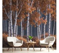 DACRWEKZ Yellow wall Wallpaper Mural Autumn Birch Forest Premium Silk Wallpaper Mural for Bedroom livingroom Wall Natural Scenery Art Print Murals Wallpapers 450x315cm