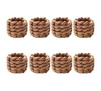 Dacvgog Country Style Fabric Napkin Ring 8 Pieces, One Hand Woven Straw Napkin Holder, Natural Farmhouse Napkin Buckle