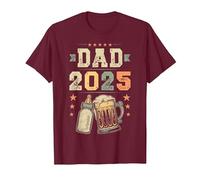 Dad 2025, First Time Father, New Daddy, Paternity T-Shirt, Men, Burgundy, Small