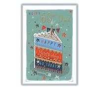 Dad 60th Birthday Card - Age 60 - Cake and Stars Design - Special Finishes and Illustrated Insert Leaf - Made in the UK - Eco-Friendly