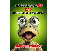 Dad 65th Birthday Card (Funny Shocked Turtle) - For Him Age Male Boy Man Animal
