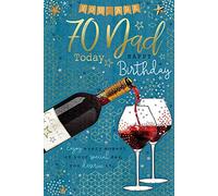 Dad 70th 70 Today Red Wine & Glasses Design Happy Birthday Card Lovely Verse