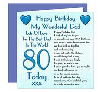 Dad 80th Happy Birthday Card - Lots Of Love To The Best Dad In The World - 80 Today