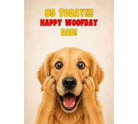 Dad 85th Birthday Card (Funny Surprised Golden Retriever Dog)
