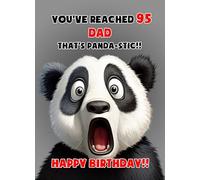Dad 95th Birthday Card (Funny Shocked Panda) - For Him Age Male Boy Man Animal Humour