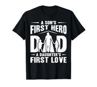 Dad A Son's First Hero A Daughter's First Love Fathers Day Value Graphic T-Shirt, Men, Black, XL