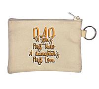 Dad A Sons First Hero A Daughters First Love Key Chain Coin Purse Beige