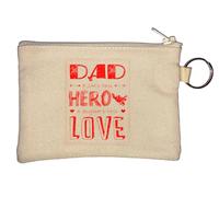 Dad A Son's First Hero A Daughter's First Love Key Chain Coin Purse Beige
