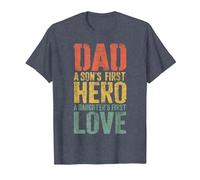 Dad A Sons First Hero A Daughters First Love Shirt Men Daddy T-Shirt, Men, Heather Blue, Large