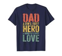 Dad A Sons First Hero A Daughters First Love Shirt Men Daddy T-Shirt, Men, Navy Blue, Small