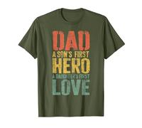 Dad A Sons First Hero A Daughters First Love Shirt Men Daddy T-Shirt, Men, Olive Green, 3X-Large