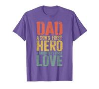 Dad A Sons First Hero A Daughters First Love Shirt Men Daddy T-Shirt, Men, Purple Heather, Medium