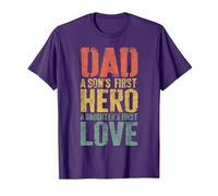Dad A Sons First Hero A Daughters First Love Shirt Men Daddy T-Shirt, Men, Purple, XX-Large