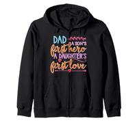 Dad A Sons First Hero A Daughters First Love Shirt Men Daddy Zip Hoodie